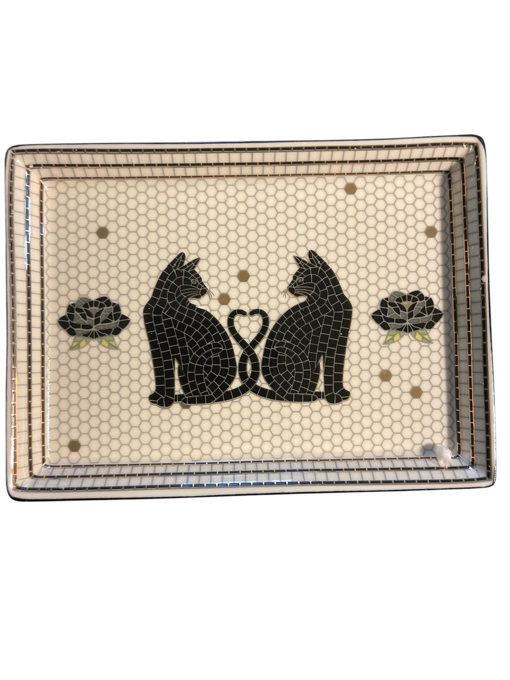 Bistro Tile Vanity Tray in Cream and Black- Halloween Edition NWT